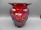 Fenton red carnival Alpine Thistle vase in box
