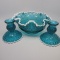 Fenton snow crest spansih lace 3 pc console set