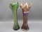 2 Carnival Glass vases- Ripple/ Diamond Rib