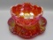 Reddish carnival custard bowl w/ underplate