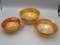 3 pcs marigold carnival glass as shown