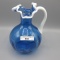Fenton snowcrest 6 pitcher colonial blue w/ snowcrest- RARE
