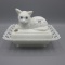 Milk Glass cat on nest