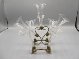 Victorian 7 lily crystal epergne