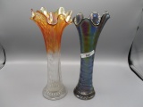 2 Carnival Glass Vases as shown