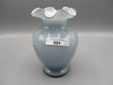 Fenton smoke cased white vase 6