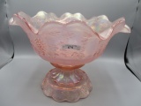 Westmoreland pink irid Paneled Grape punch bowl