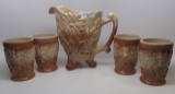 Fenton chocolate glass 5pc water set