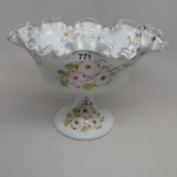 Fenton hand painted silver crest compote Looks like Piper, not signed