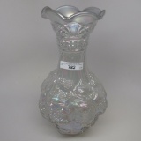 Imp Loganberry vase- frosted white irid