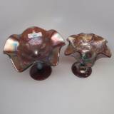 2 Fenton carnival glass compotes as shown