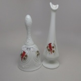 Fenton Cardinal bell & bud vase