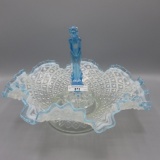 Fenton Nymph on crystal blue in Diamond LAce console bowl