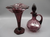 Fenton purple cruet and JIP vase