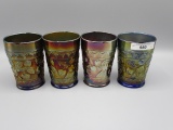 4 blue Apple Tree tumblers- vintage