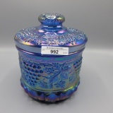 Fenton blue carnival G&C cracker jar- Cont.