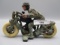 Cast Iron racer toy motorcycle w/ rubber wheels