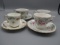 4 floral cup and saucer sets as shown