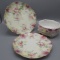 RS Prussia satin plates and open edge ferner, all floral