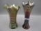 2 Carnival Glass vases- Ripple / Butterfly Berry