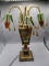 Art Deco 4 lily lamp w/ center flower holder