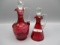 2 Art Glass cranberry cruets