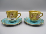2 Royal Vienna demitasse cup and saucers- WOW!