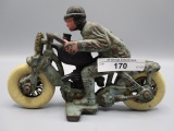 Cast Iron racer toy motorcycle w/ rubber wheels