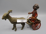 Cast Iron Goat Cart w/ Driver Black Americana