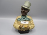 Black Americana humidor w/ black man in top het holding box matches