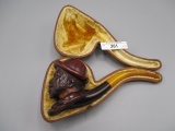 Black Americana mershaum pipe in velvet lined case