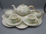 Shamrock tea service with teapot creamer sugar 2 c/s sets and large undertr