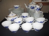 R Ginori Flow blue Florence, Italy dinner set 56 pc.