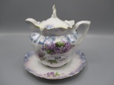 RS Prussia Syrup pitcher and underplate w/ Violets