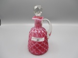 Hobbs cranberry opal ribbed lattice cruet