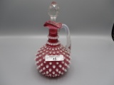 Hobbs cranberry opal hobnail cruet