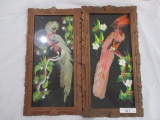 2 Bird Feather placques made in Mexico