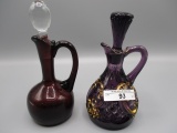 2 Purple pattern glass cruets