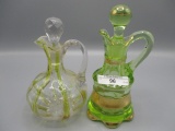 2 Art Glass cruets as shown