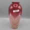 Durard White on Cranberry Pulled Feathers Vase 1967 COA