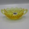 Fenton OOAK Canlde Glow Yellow Oval 2 handle Bow/candy  Museum Peice