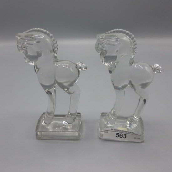 2 Heisey Crystal Standing Colts