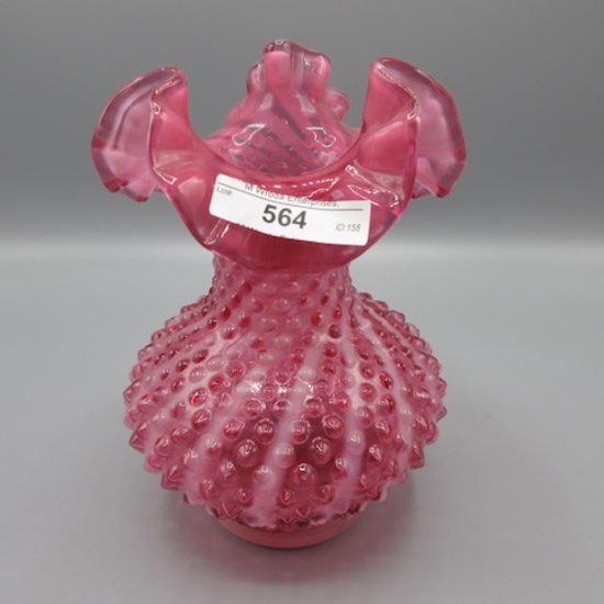 Fenton 7.5" Cranberry hobnail Swirl Vase
