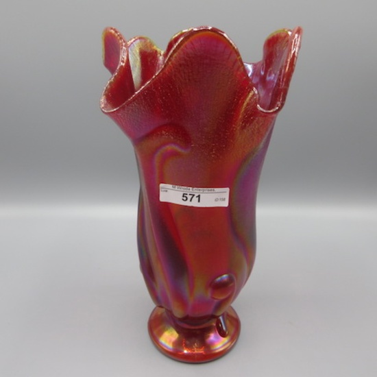 Fenton 9.5" Red Stretch Hankerchief Vase