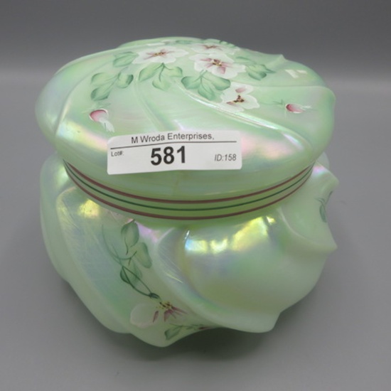 Fenton HP Sea Green Wavecrest Powder Jar/Box From the Museum