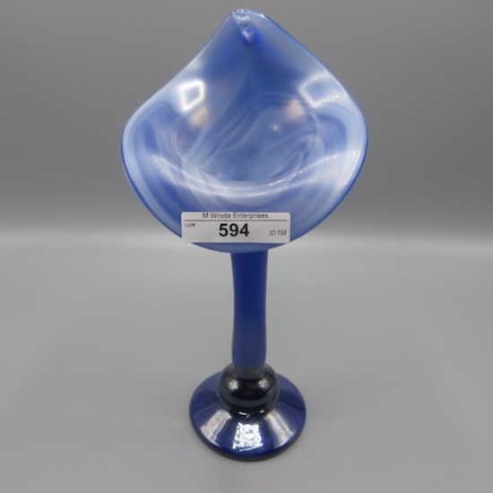 Durand Blue Opalescent Swirl JIP /Tulip Vase