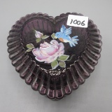 Fenton Amy. Heart Dresser Box HP Blue Bird 7 Rose By M. Wagner