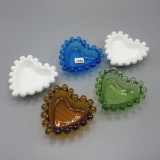 Imperial Candlewick Souvenir Nut Dishes Heart Shaped 5 total