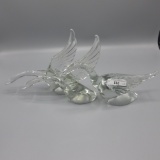 2 Heisey Original Crystal Geese Wings Up and Wing Half