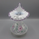 Fenton HP Pink Crested FP JIP Vase Dan and Lynn Fenton